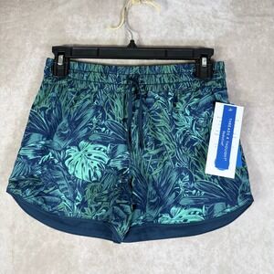 Threads 4 Thought Athletic Shorts Girls Youth Size 12 Blue Green Tropical Leaf
